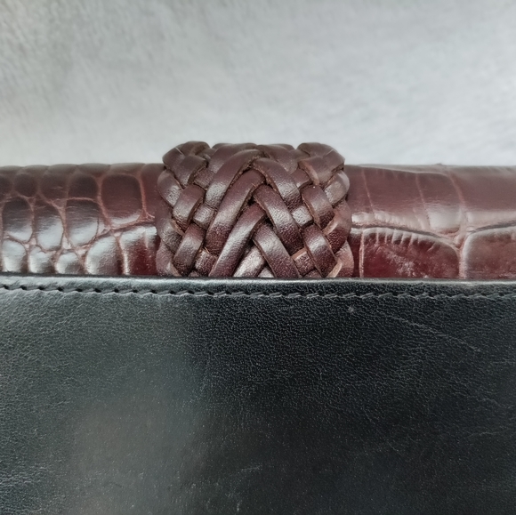 Brighton | Two Toned Leather Black & Brown Silver & Gold Tri-Fold Wallet - Picture 8 of 14